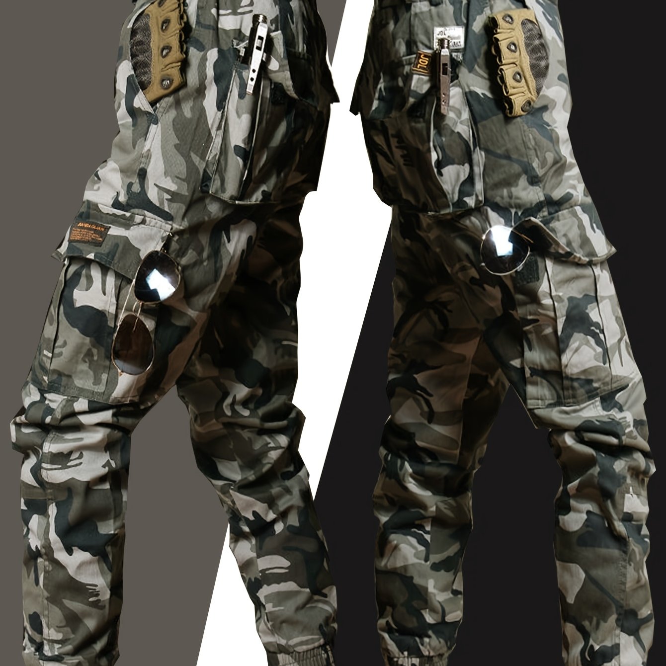 Image of Men's Spring And Autumn Work Trousers, Pure Casual Multi-pocket 6- Button Pants, Wear-resistant Trousers, Men's Apparel, Outdoor Hiking Thin Design, No Belt