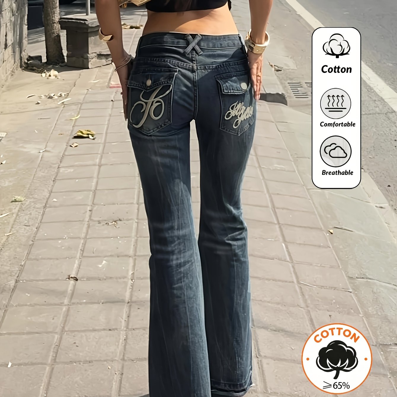 Women's Y2k Vintage Bell Bottom Jeans, Slim Fit Stretch Casual Versatile, Wear