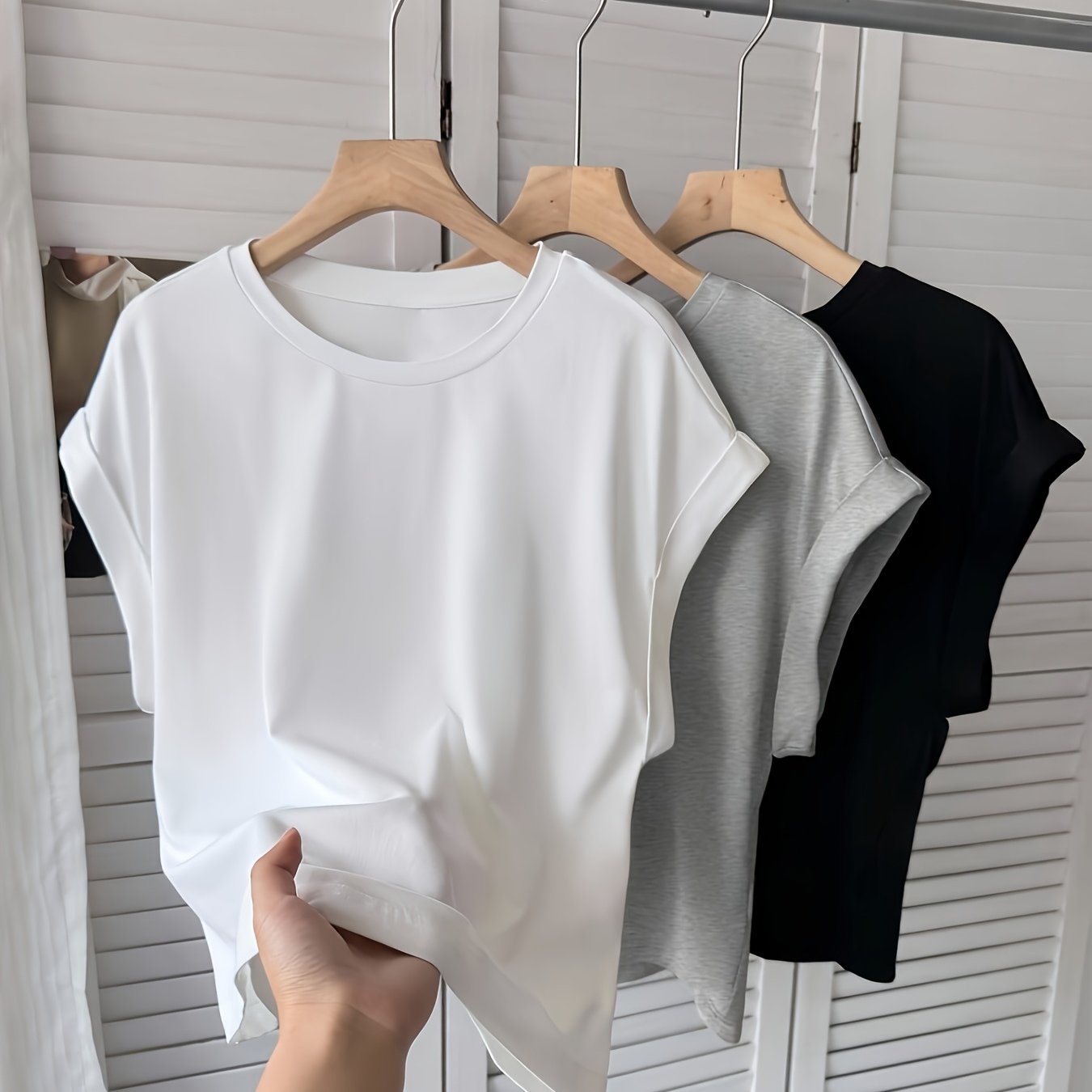 E-shop 3er-Pack Damen Freizeit Basic Kurzarm T-Shirts, Süße Oberteile