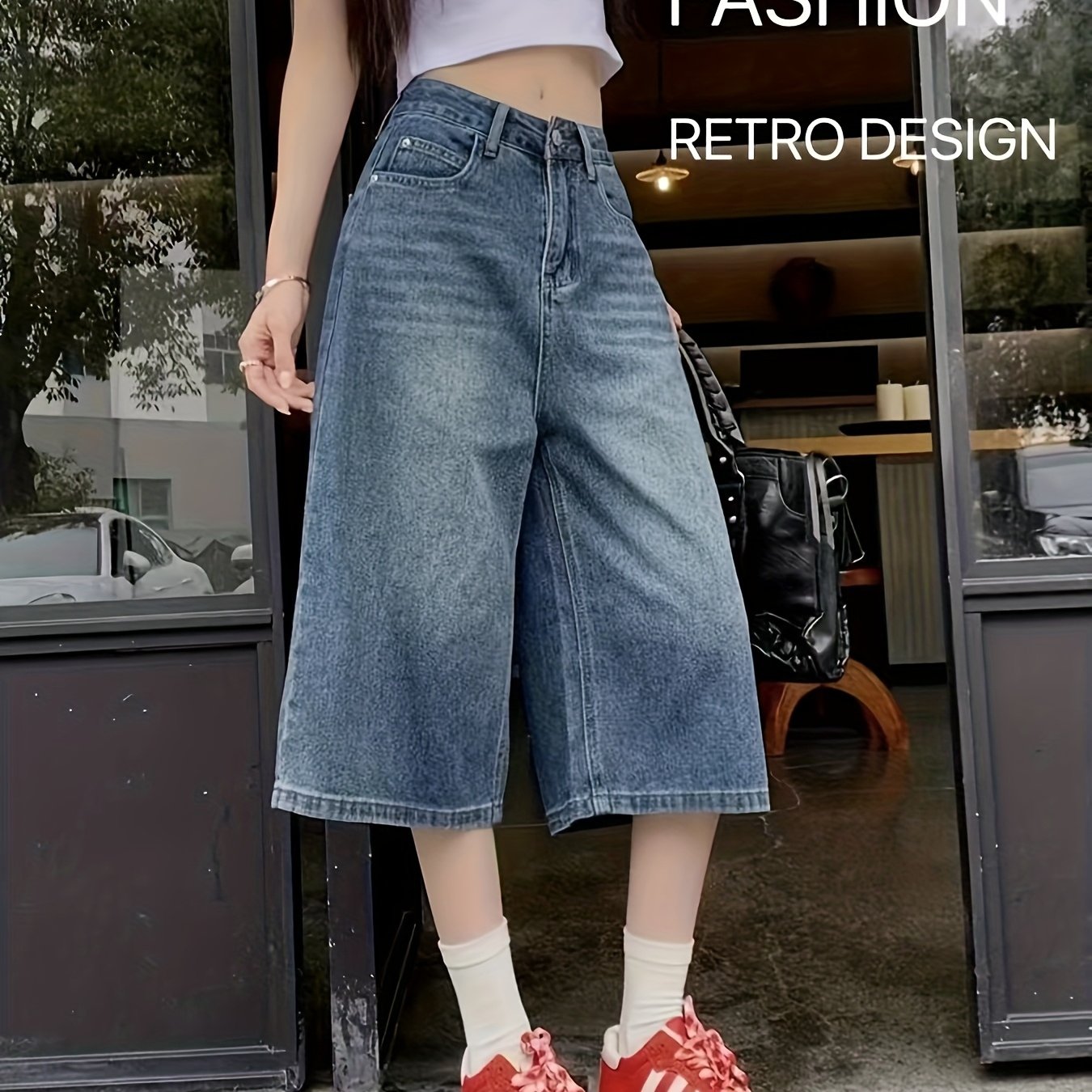 TEMU 夏の人気商品：ヴィンテージ ハイウエスト ドジーンズ 軽量 ルーズストレートレッグ プラスサイズパンツ