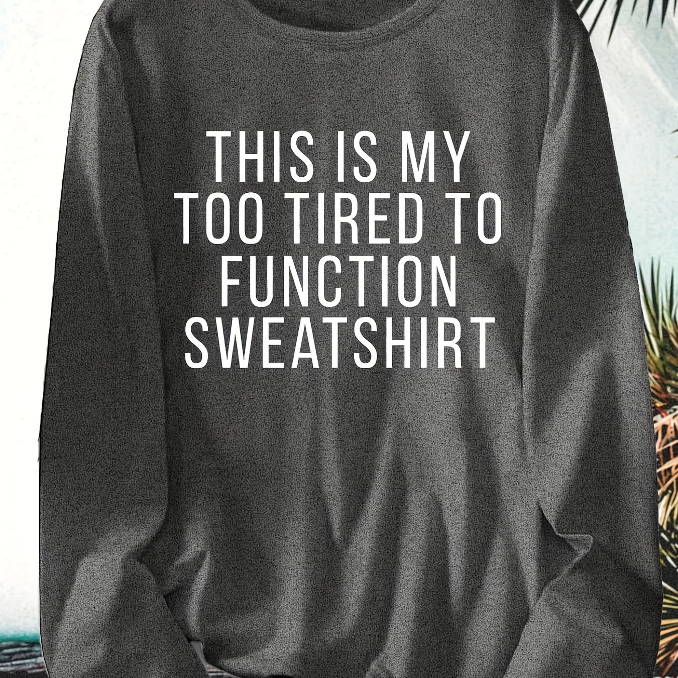 TEMU Plus Size, Plus Size Women's "too To Work" Letter Print T-shirt - Oversized Loose Fit Long Sleeve Crew Neck Pullover, Gray Casual Blouse For