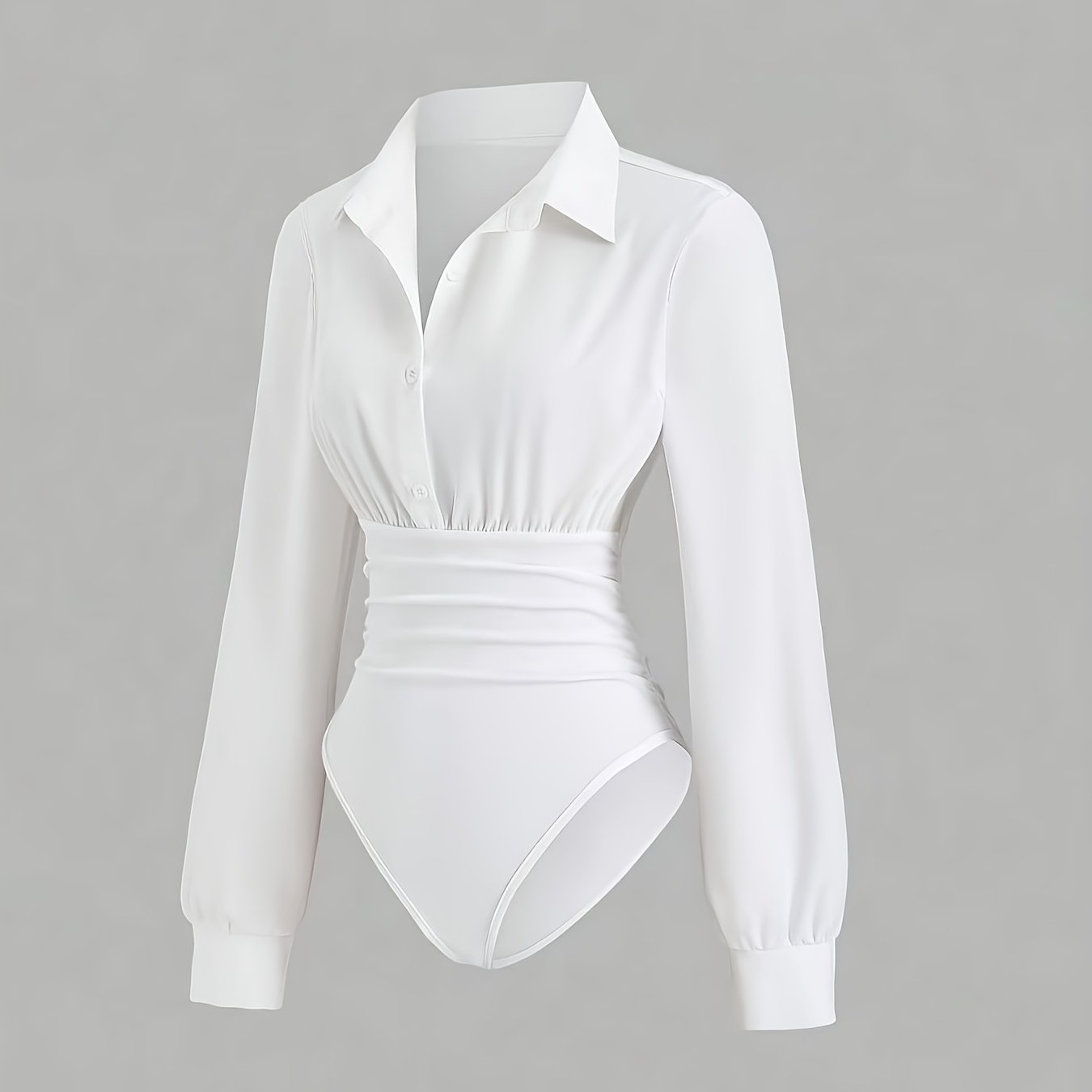 TEMU Women's Slim Fit White Bodysuit With Elegant Style