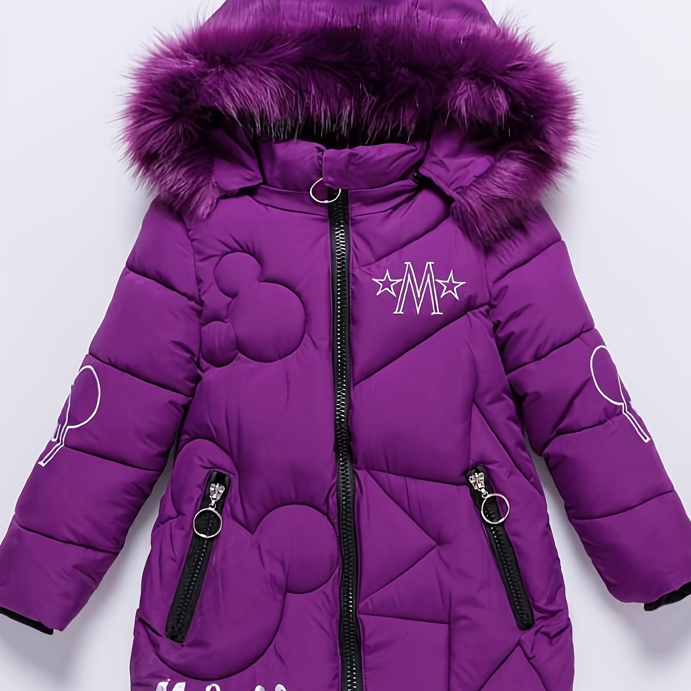 Image of Girls' Winter Jacket - Stylish Hooded Zip-up Long Sleeve Outerwear, Sizes 100-150 For Medium To Large Kids, Perfect For Cold Weather, Girls' Winter Cold-proof And Warm Snow Jacket