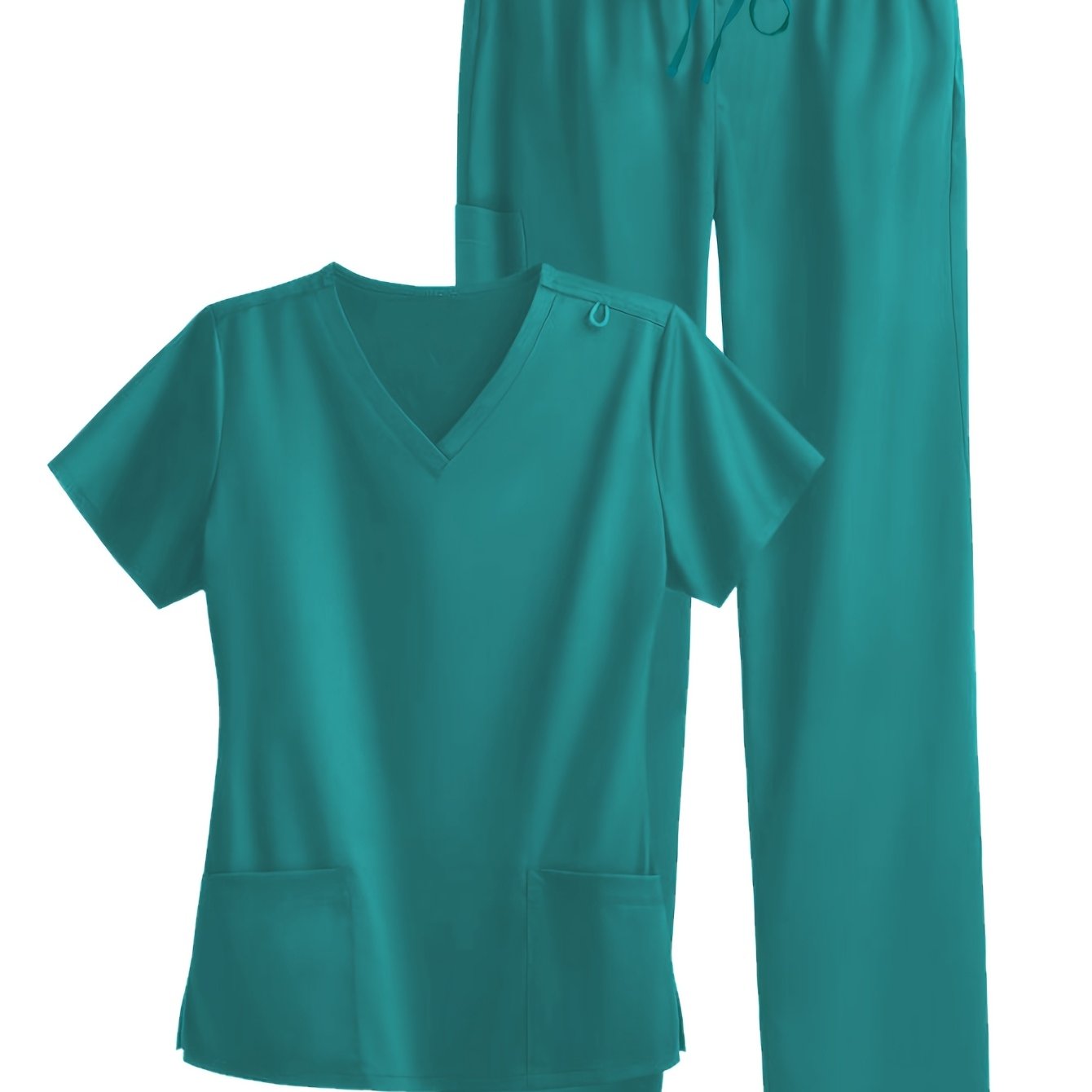 TEMU V-neck Short-sleeve Set, Women's Fashionable Lightweight Commuting Workwear, Two-piece Suit For S, Jogging, And Outdoor