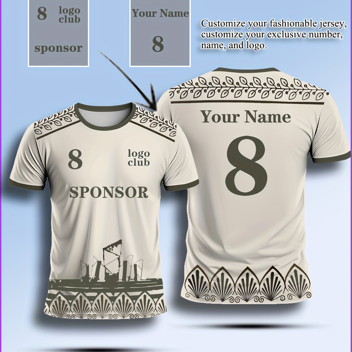 TEMU Customizable Jersey - Personalized Logo/text/ Print Breathable Polyester Sports Shirt - , Work Uniform - Machine Washable Round Neck Gift