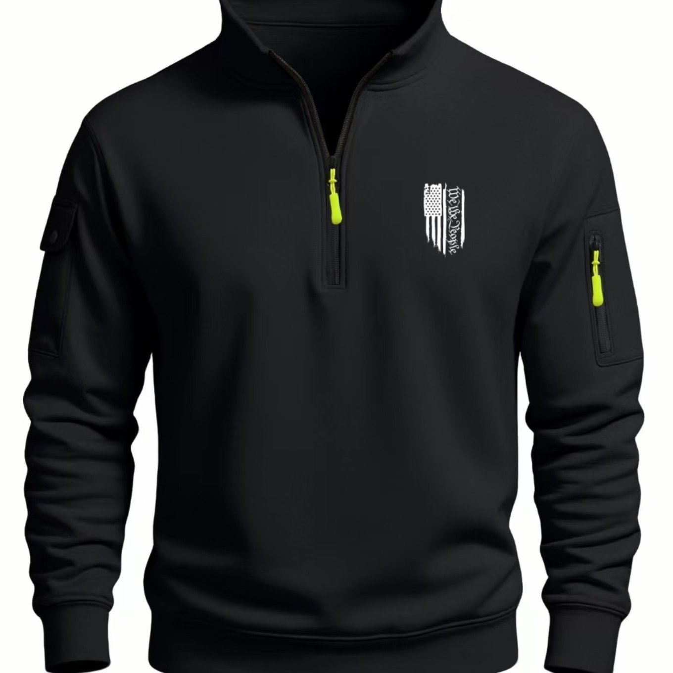 TEMU Men's Half-zip Collar Trendy Printed Hoodie - American And European Street Fashion Style, Sporty And Casual Daily Wear, Stylish And Versatile