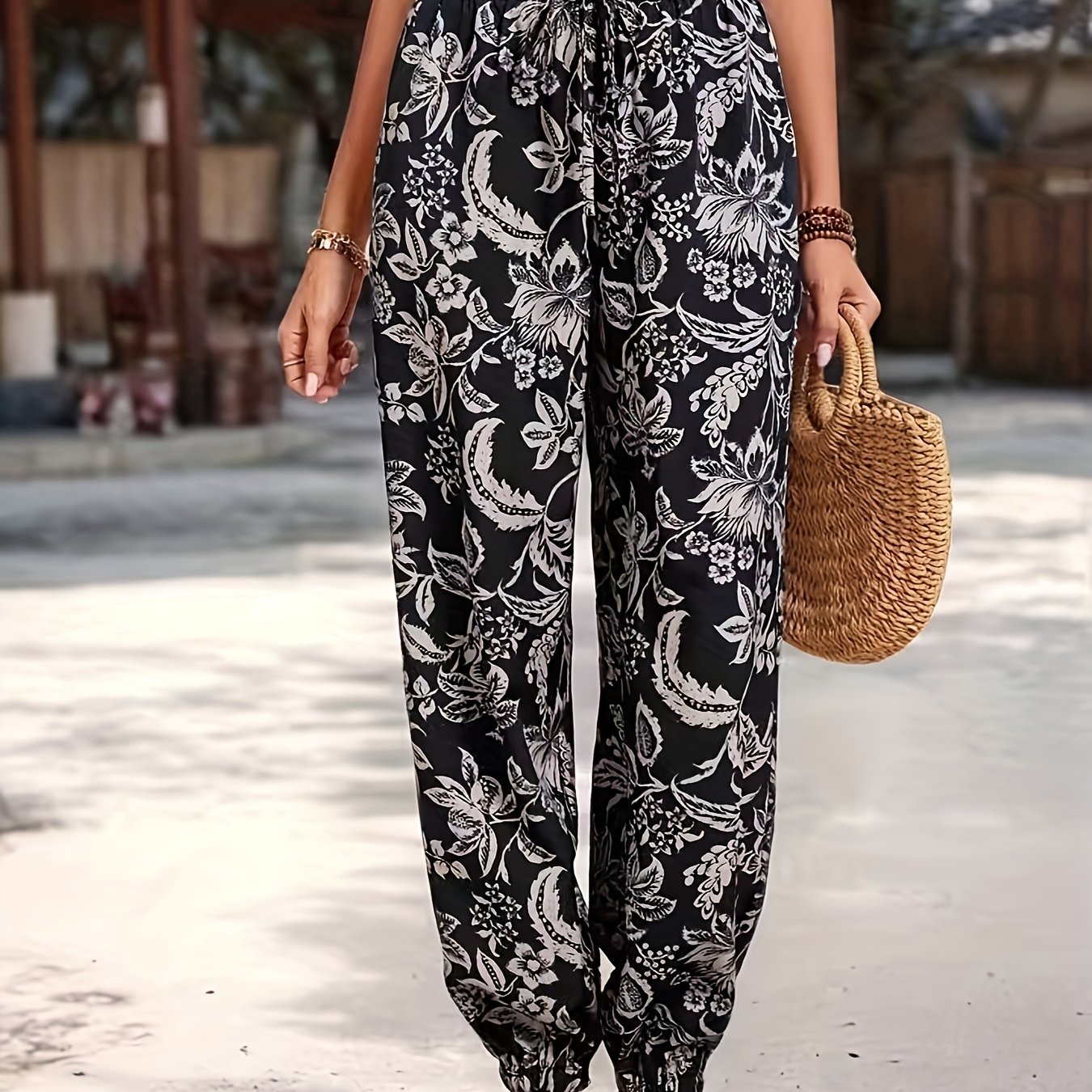 Elegant Printed Ankle Pants For Women