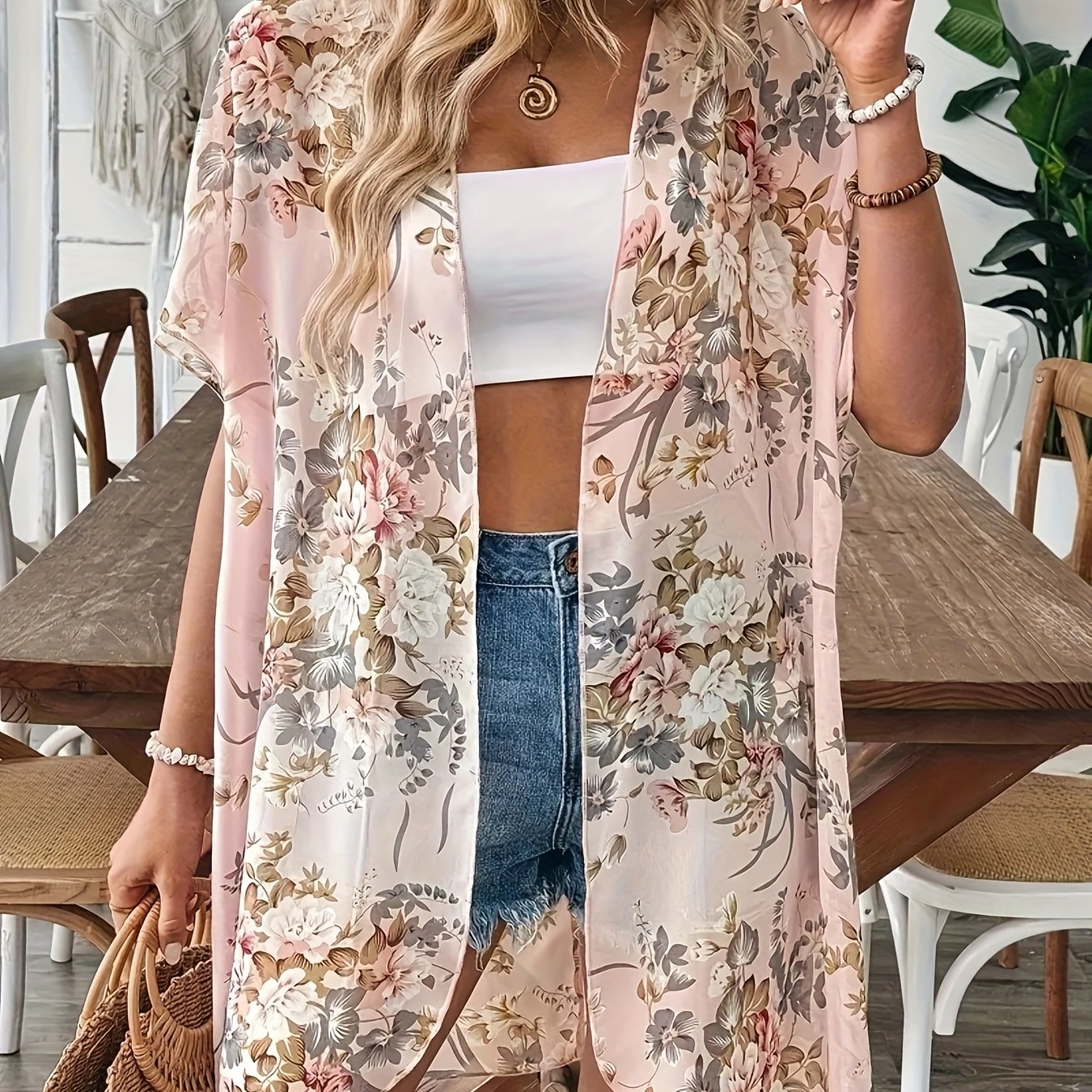 TEMU Maglia Cardigan Casual Donna a Maniche Corte, Blusa Chiffon Semitrasparente a Lunghezza per Vacanze