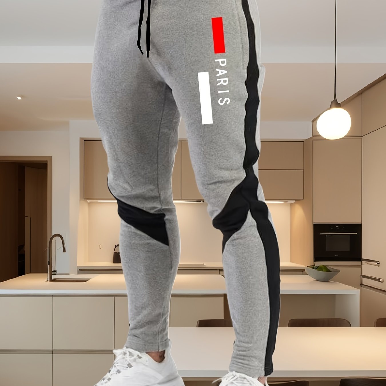 TEMU Joggers para Hombre de Todas con Cintura Elástica y Diseño Sin Cremallera - Pantalones Deportivos de Poliéster, Bolsillos , Lavable a Máquina,