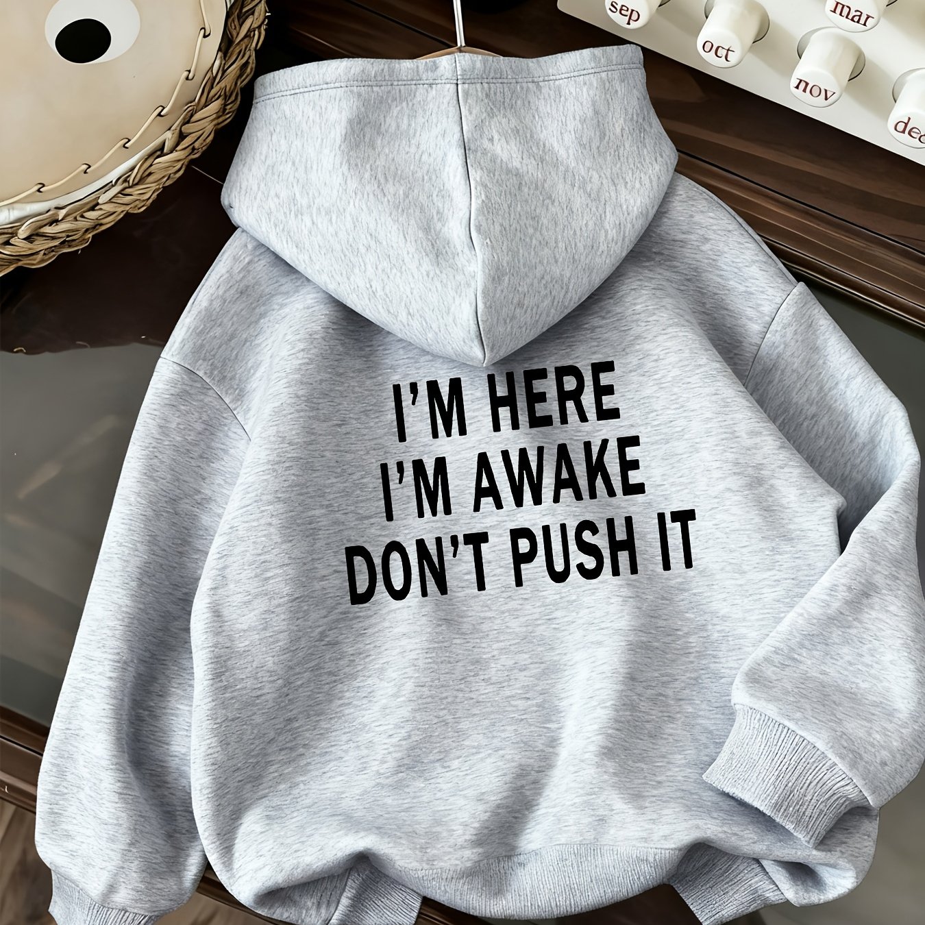 TEMU Women's Stylish Hooded Drawstring Sweatshirt For Autumn And Winter, Featuring A Printed Design On The Back, Suitable For The , Women's Clothing