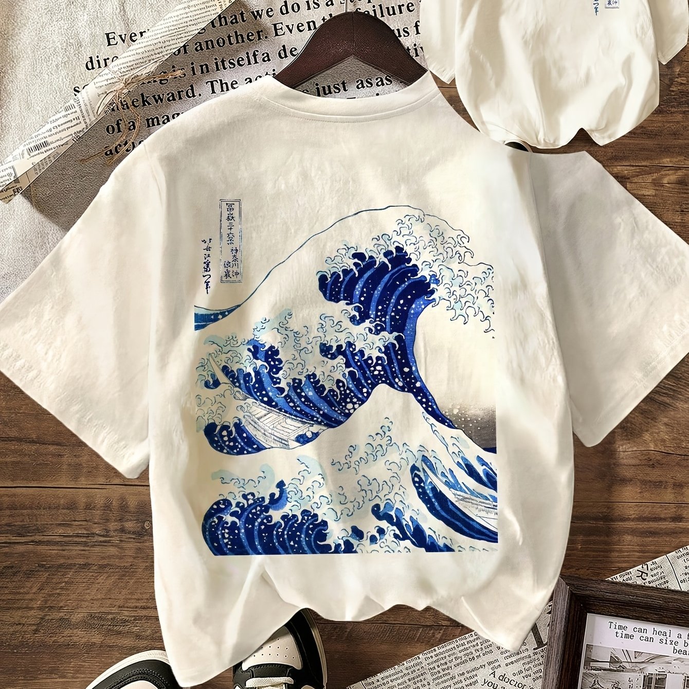 TEMU Wave T-shirt Summer Outfit For Women Vacation Outfits Beach Outfits For Women, Women's Casual Round Neck Short Sleeve T-shirt
