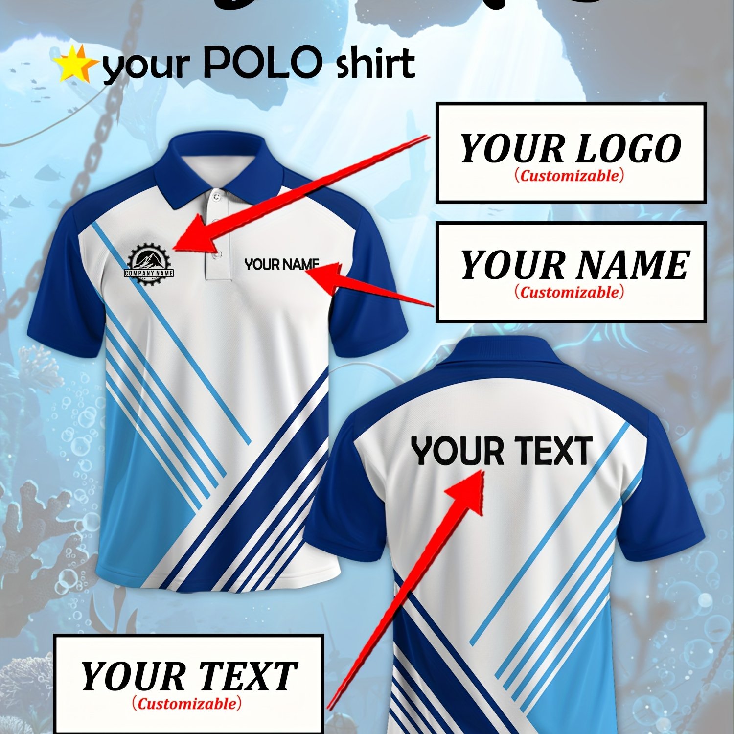 TEMU [print Design-not Textured] Customizable Men' Shirt, Custom Logo, Name And Team Name, Short Sleeve Collar Casual , Comfortable And Breathable,
