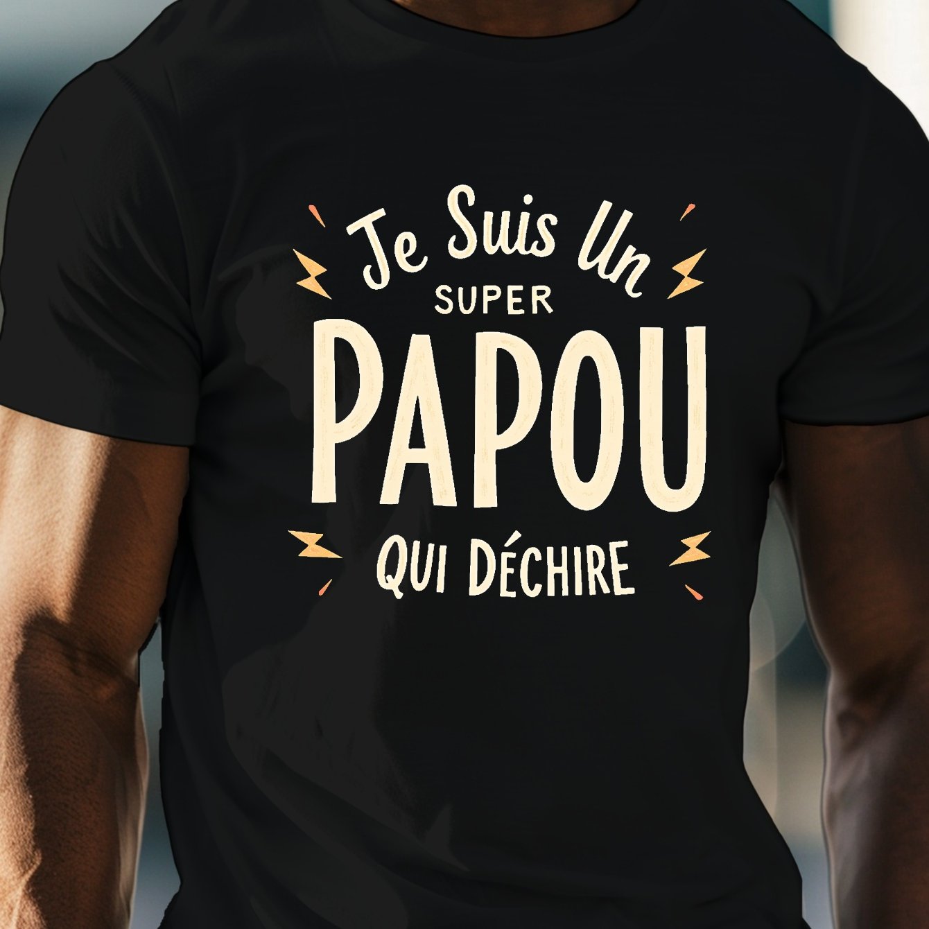 TEMU un Grand Papou Imprimé, T-Shirt Homme Col Rond Manches Courtes, Haut Décontracté Léger et Confortable pour l'Été
