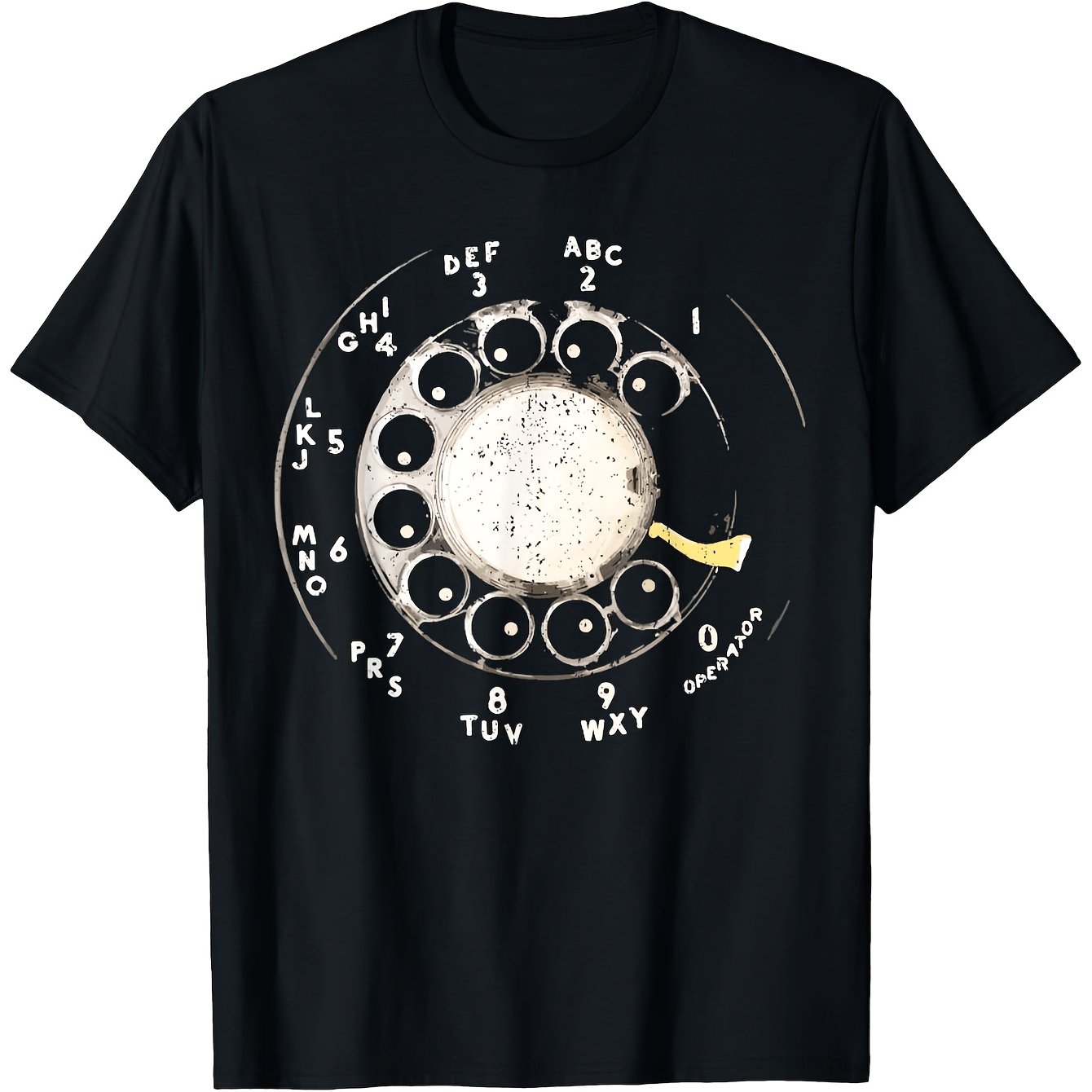 TEMU Men's Vintage Rotary Phone Dial Tshirt Retro 70s 80s Soft Breathable Tee With Rotary Phone Numbers 09 & Alphabet Casual Crew Neck Summer Top