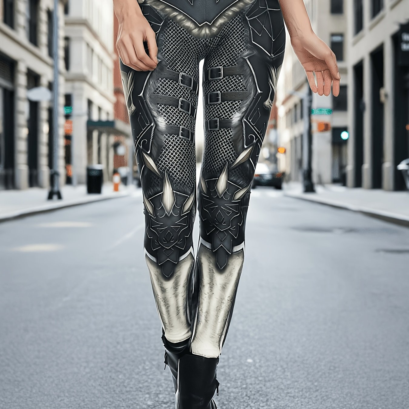 Image of Sexy Leggings, Casual High Waist Elastic Fashion Bottoms Slim Leggings, Women's Clothing