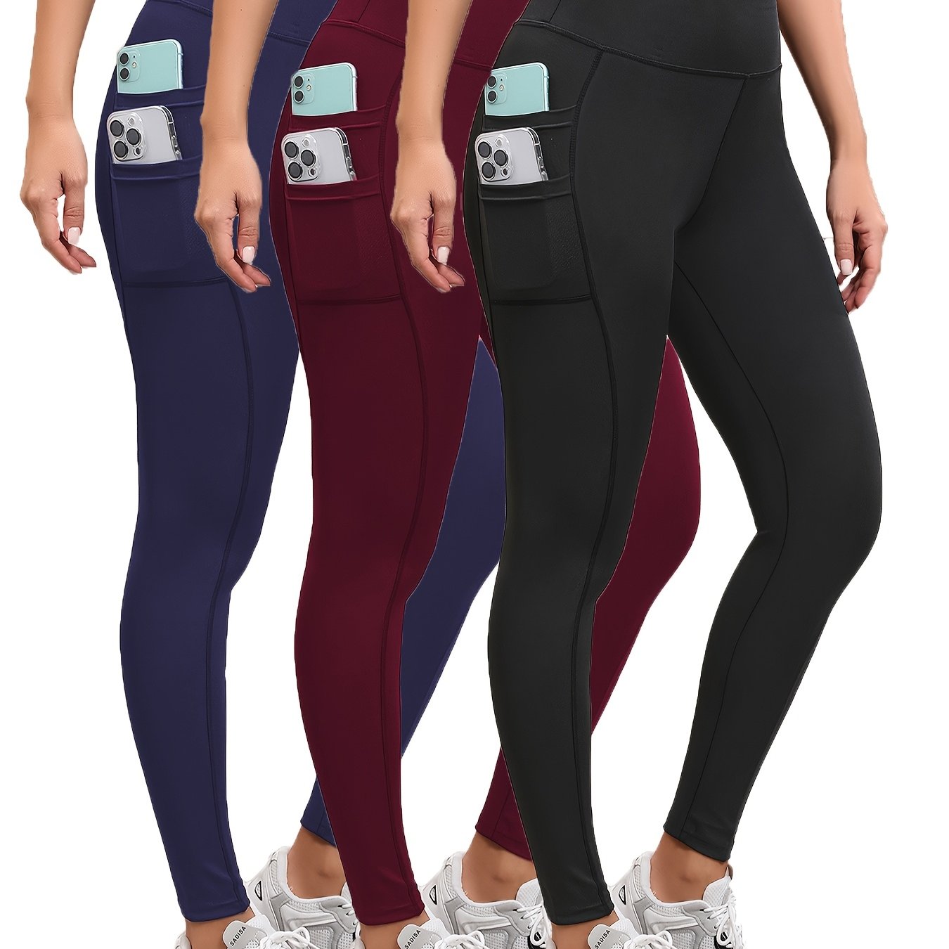 E-shop doppellagige -Leggings mit Fächern zur Organisation von Gegenständen, schnelltrocknende Unterwäsche mit hautähnlicher , hochelastische hohe