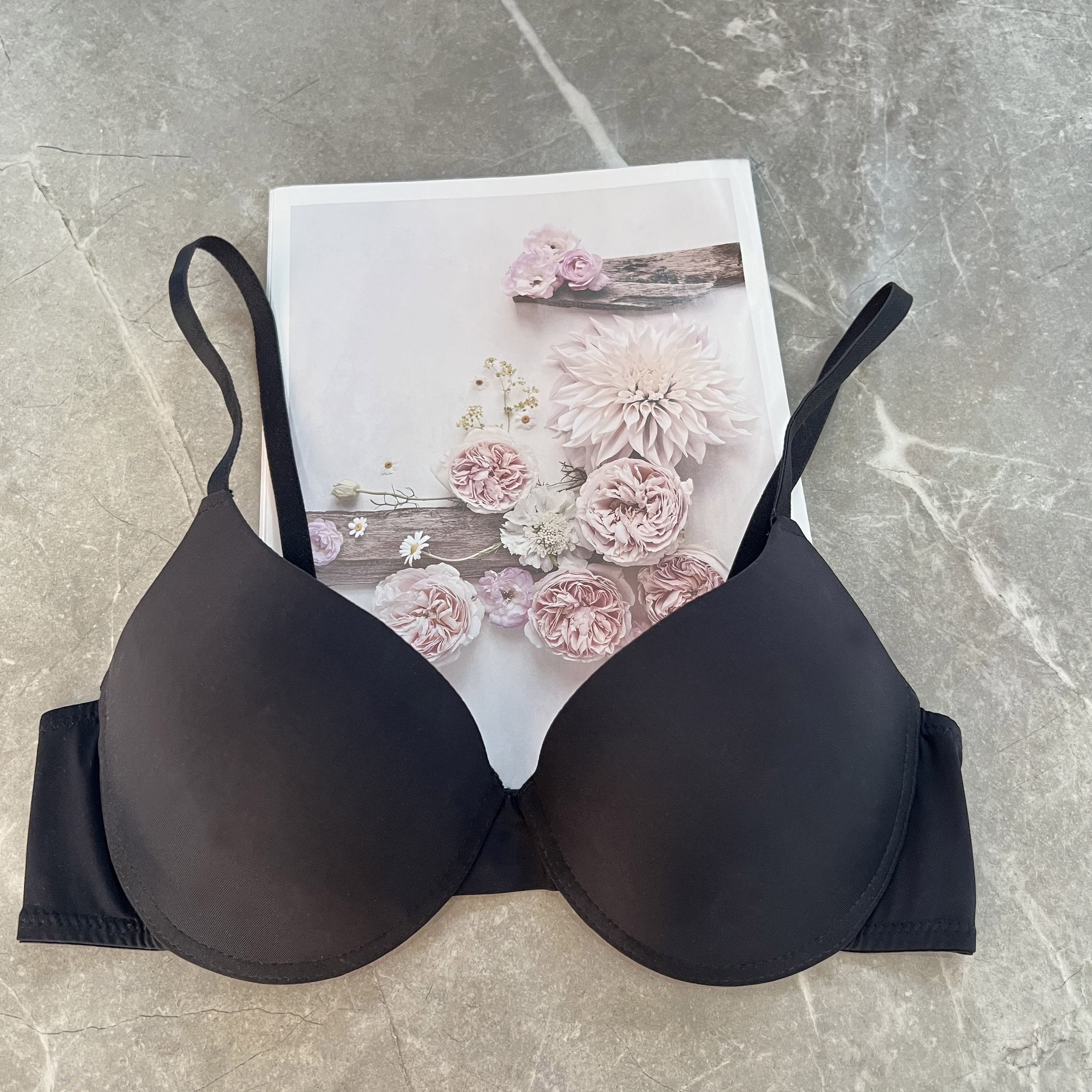 E-shop 1 Stück Einfarbige Unterwäsche, glatt, dick, geformte Tasse, gerafft mit Bügel, bequemer, atmungsaktiver, eleganter BH