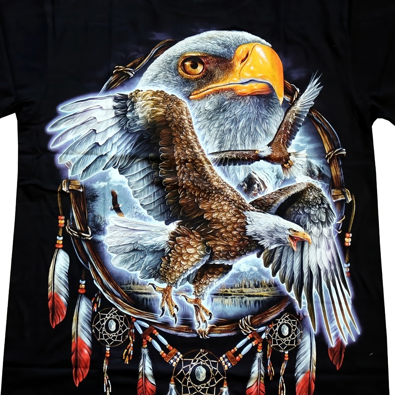Image of Glow In The Dark T-shirt With Adler-kopf Eagle Biker Motorrad - Glow Suitable For, Motorcycle Riding & Casual Wear, Machine Washable, (s/m/l/xl)