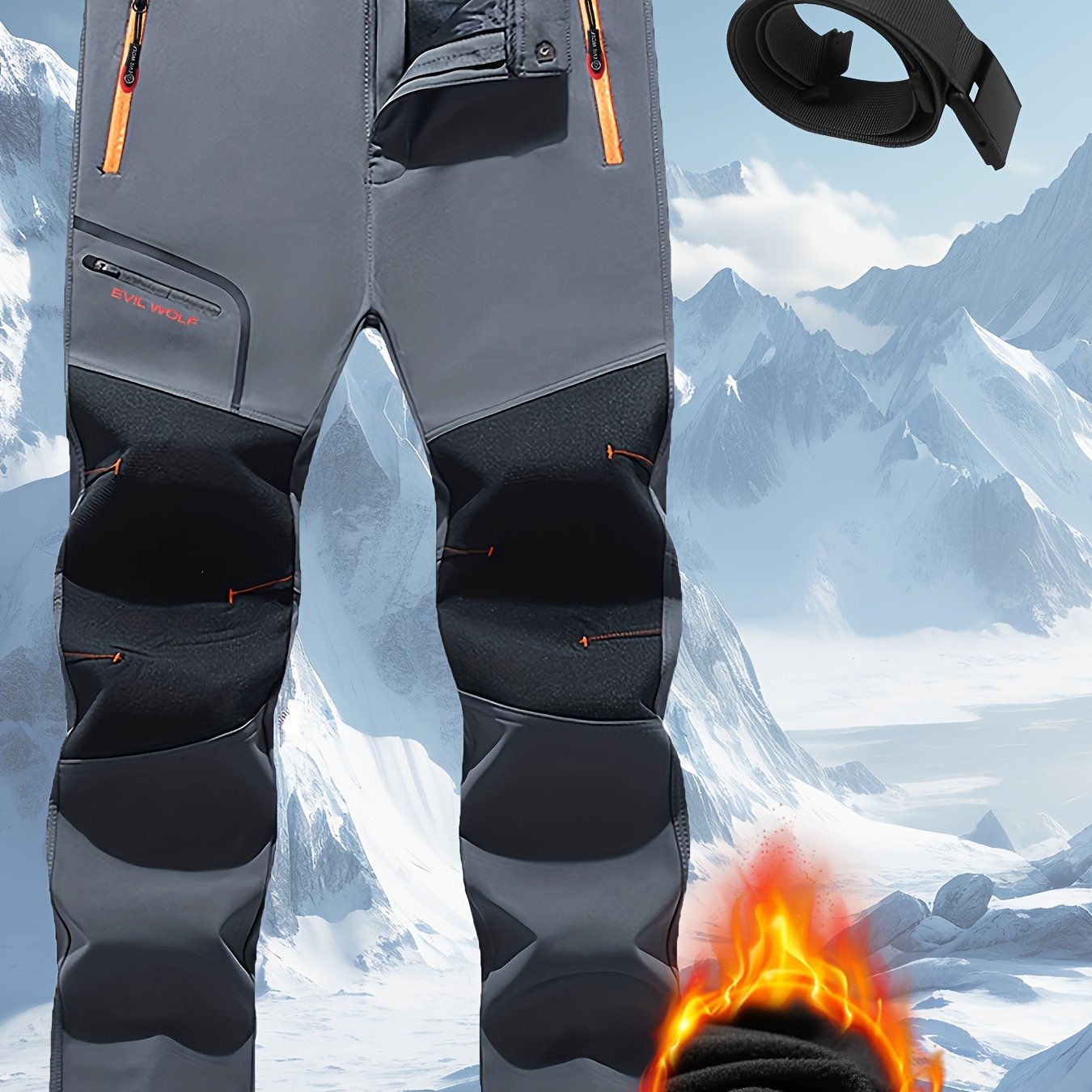 TEMU Men's Outdoor Tactical Pants, Autumn/winter Loose Straight-leg Hiking Pants, 2023 New -lined Thickened Softshell Pants, Fashionable Versatile