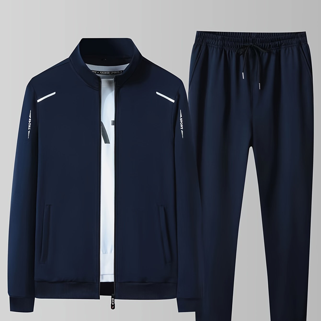 Spring And Autumn Men's Sports Casual Suit Men's Stand Collar Open Shirt Two-piece Running Suit