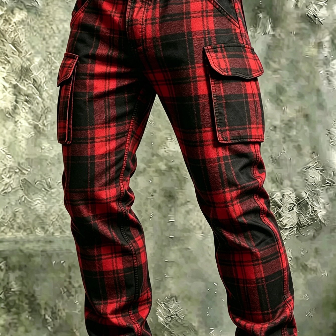 Image of Men's Digital Printed Cargo Pants Autumn Winter Multi-pocket Loose Casual Daily Wear Trousers