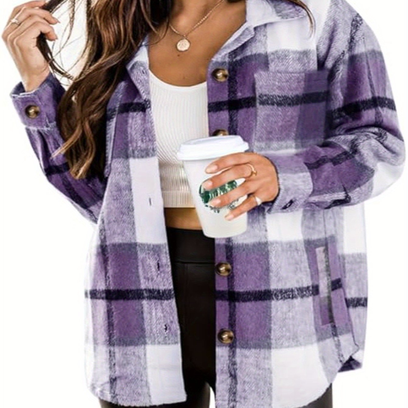 Shirt Jacket - Women's Long Sleeve Button Coat For Casual Date Night