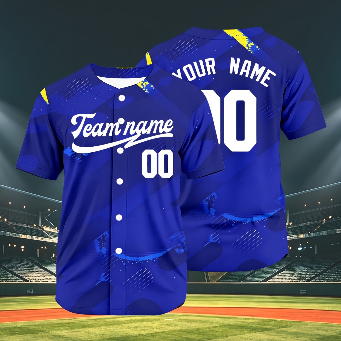 TEMU Custom Baseball Jersey Men's Athletic Top, Uniform, Name And Number Printing Available, Casual Sports Wear