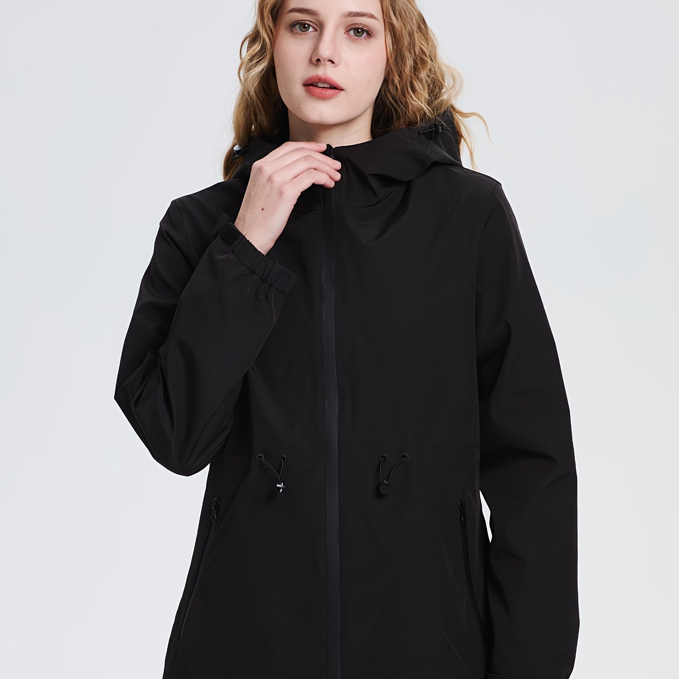 Lightweight Summer Hoodie Jacket Full Zip Adjustable Waist & Hood & Cuff Design Outerwear Long Sleeve For Women's, Inner For Travelling Spring Outdoor