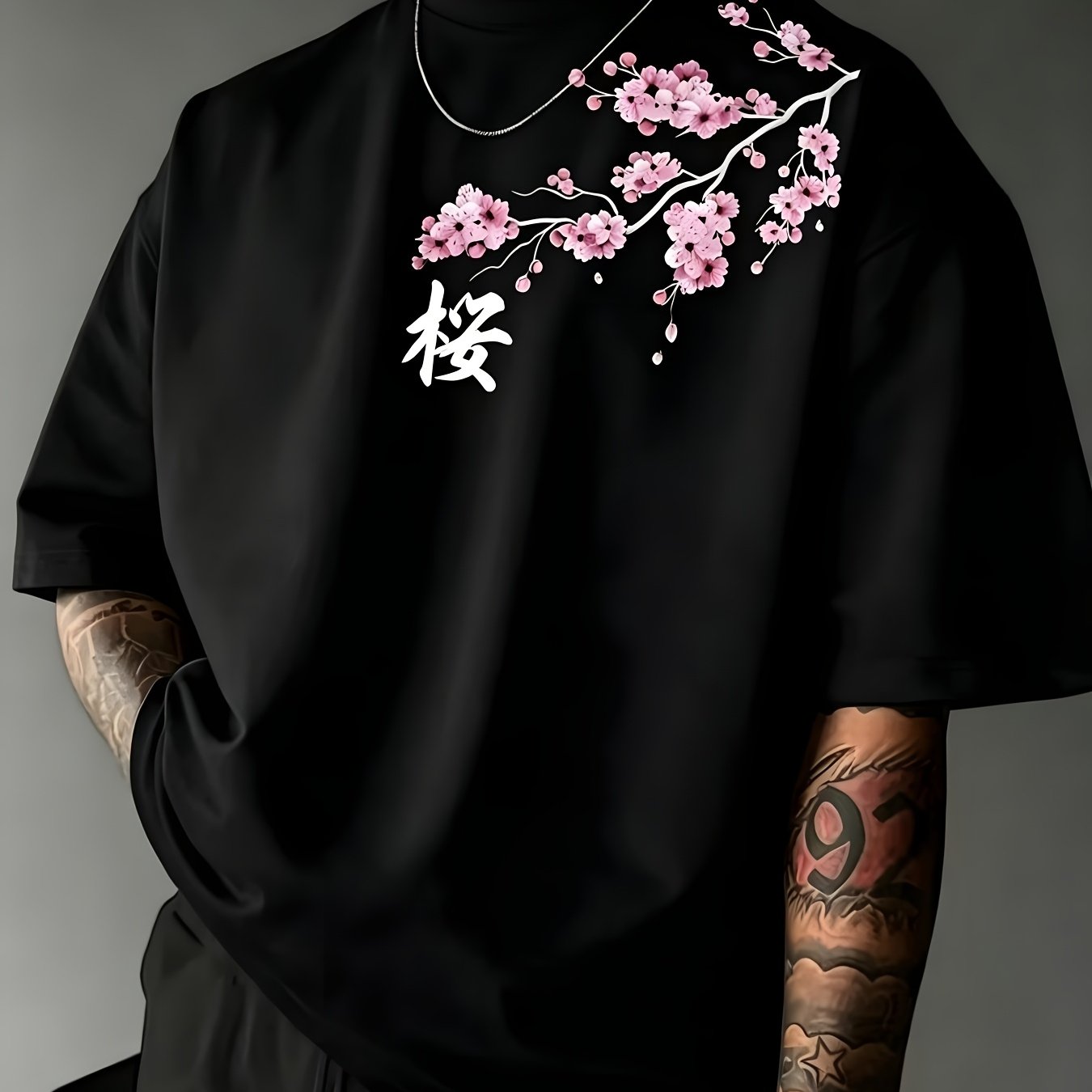TEMU Men's 2d Creative Cherry Printed Short Sleeve Tshirt, Loose Casual Crew Neck, Streetwear Summer Tee, Breathable Fabric