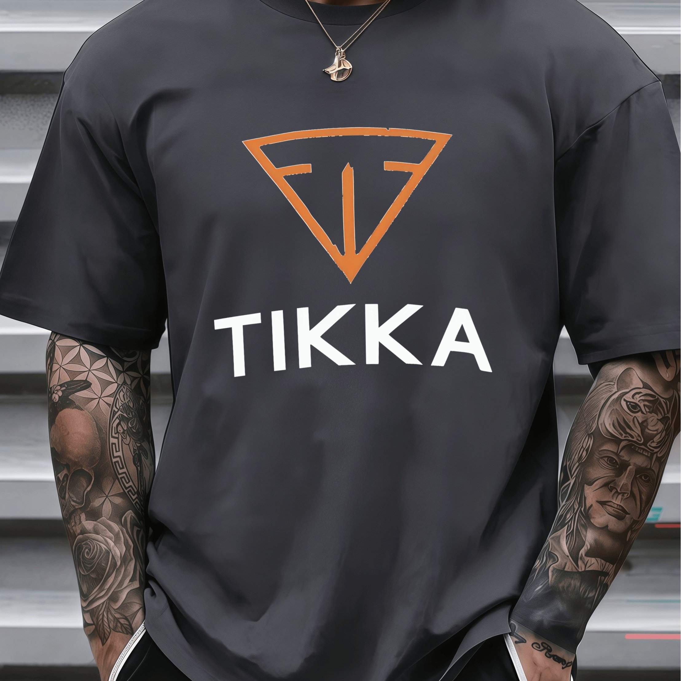 TEMU Trendy Brand Style Tikka Letter Print T-shirt, New Casual Short Sleeve, Easy And Top, Letter Combination Design, Comfortable And Versatile,