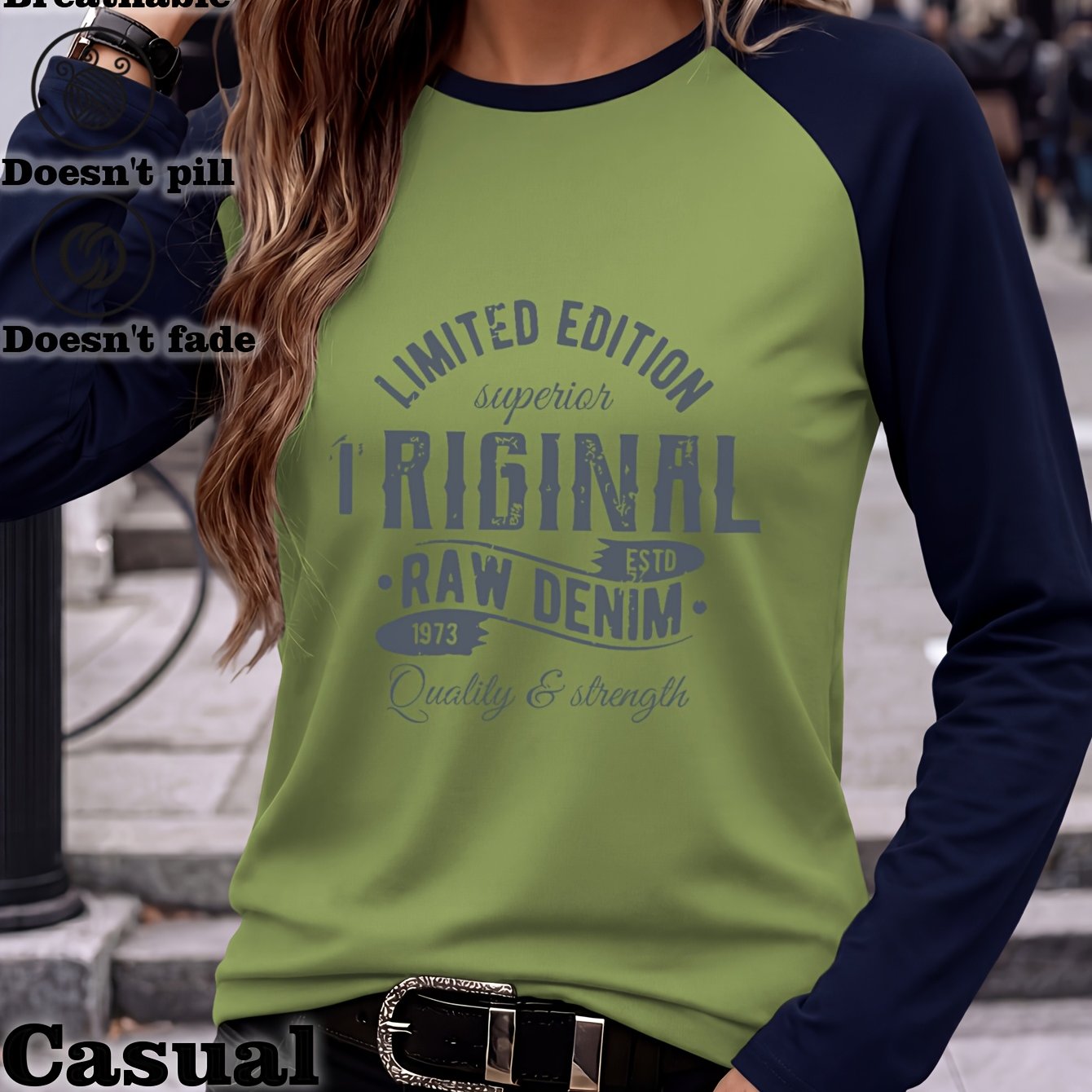 TEMU Women's Casual And Comfortable Versatile Innerwear With Fashionable Printed Raglan Long Sleeves 2871