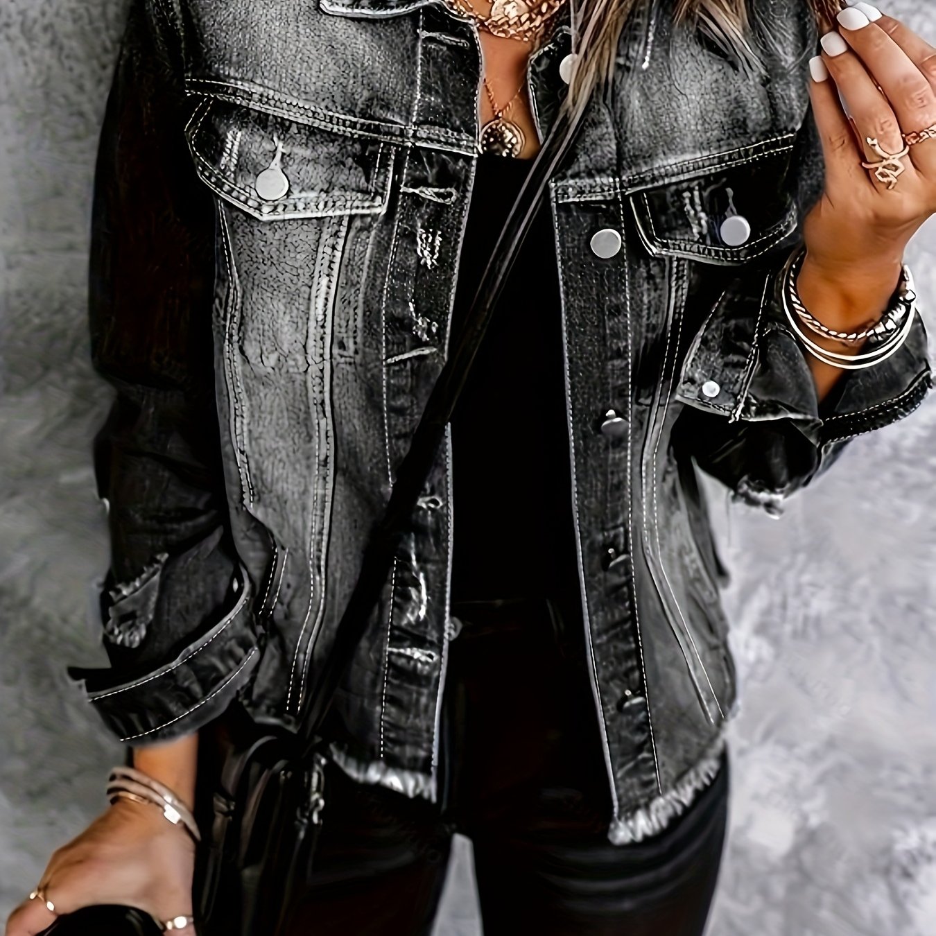 Women's Large Size Denim Clothes Tear-
