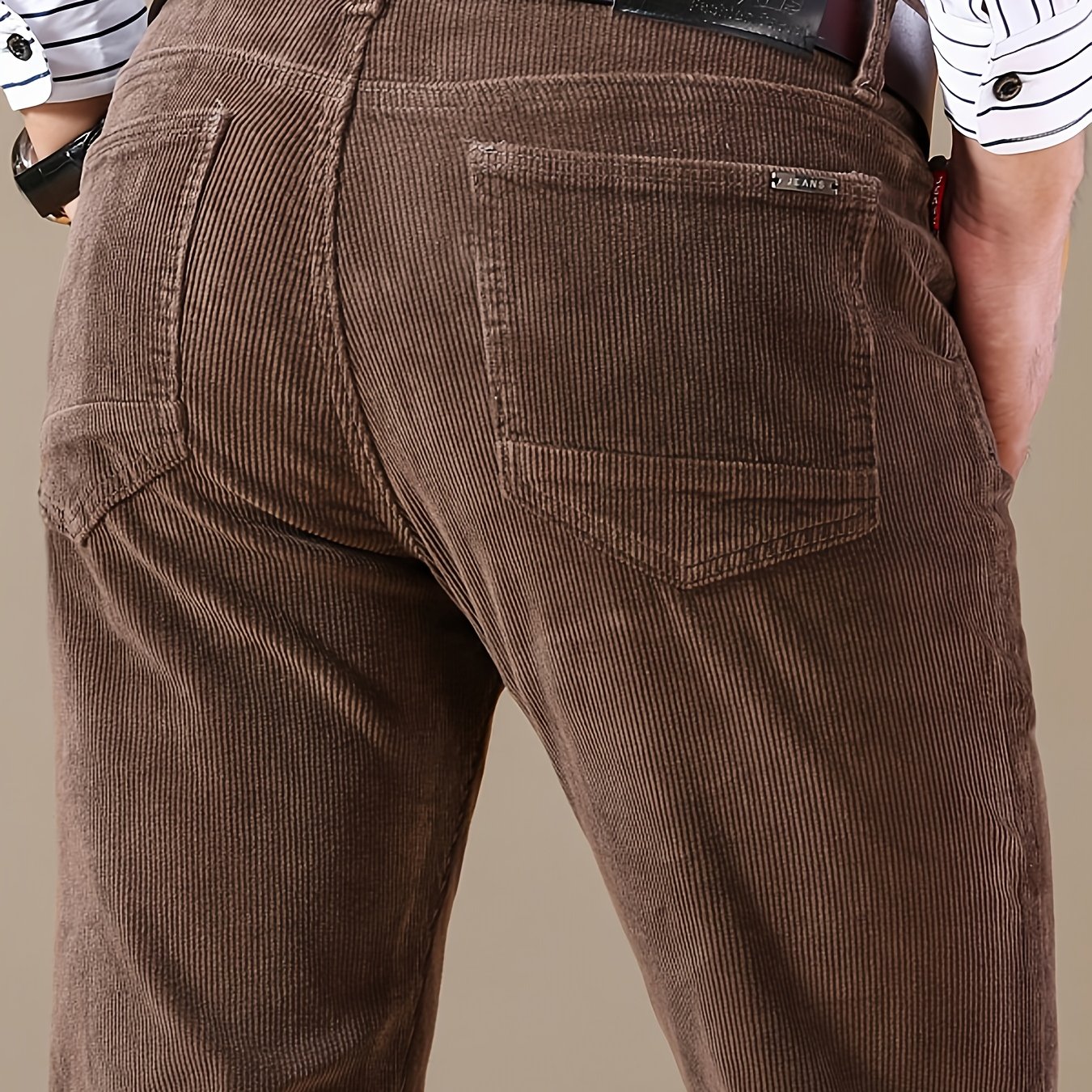 TEMU Men's Autumn & Winter Corduroy Business Casual Formal Pants, Soft, Comfortable, Slim-fit & Stretch Men's Long Pants