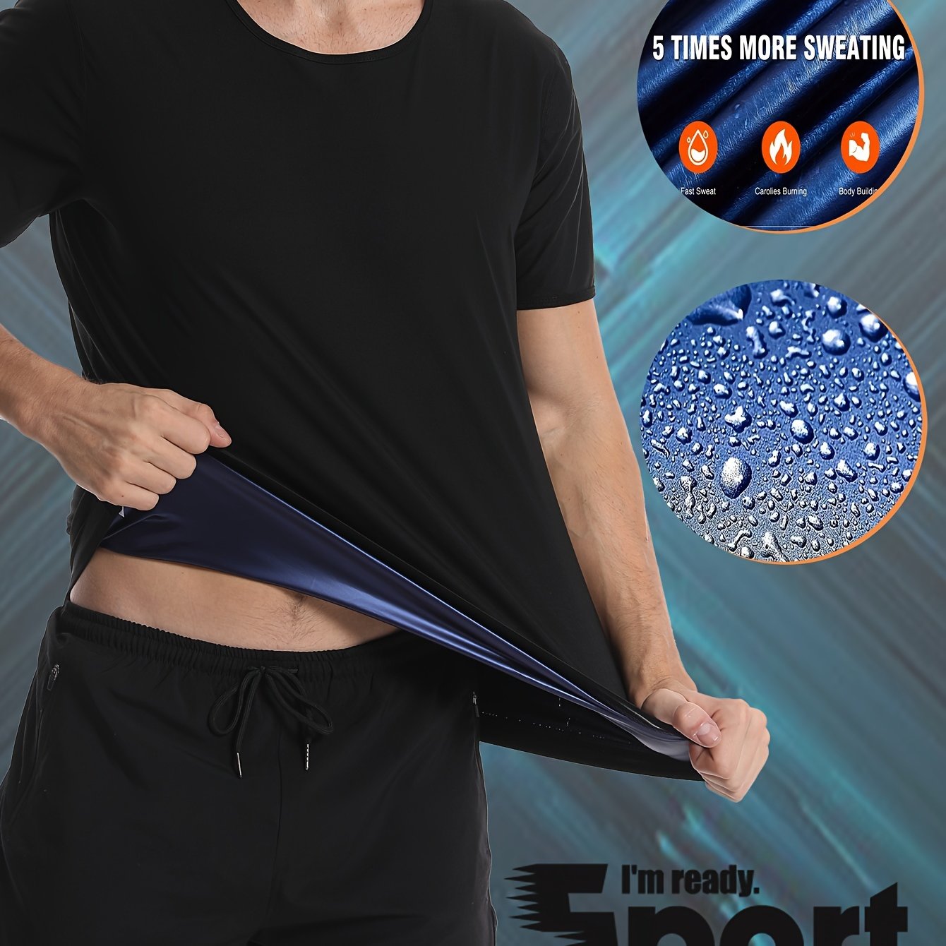 TEMU Men's Sweatshirt Sleeve Shaping Underwear Fitness Sports T- Sweatshirt