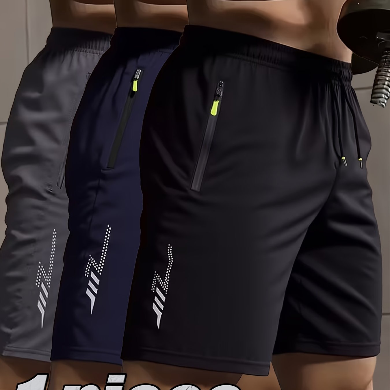 TEMU 5 Color Options , Unisex Stylish And Trendy Cool Jogging Shorts With Double-sided Lightning Prints, Zippered Pockets, And Waist Drawstrings.