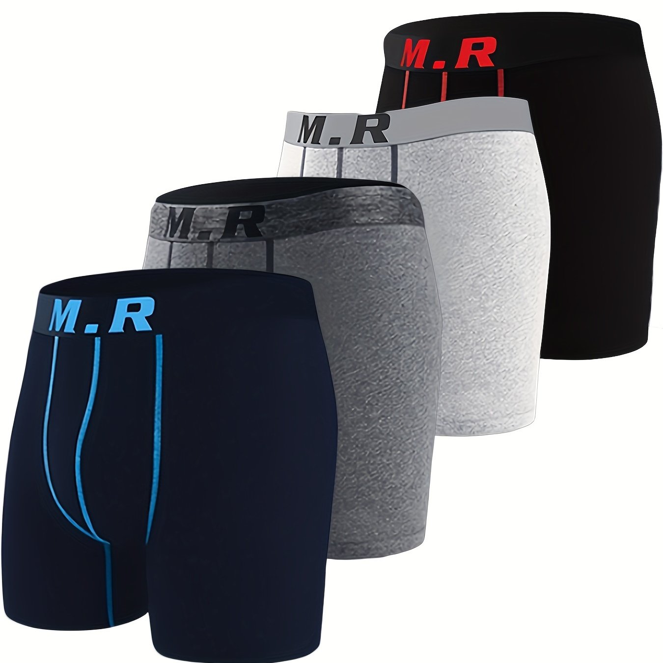 Set Of 4 Men's Underwear, Extended Length, Durable, Comfortable, Breathable Sports Boxer Briefs