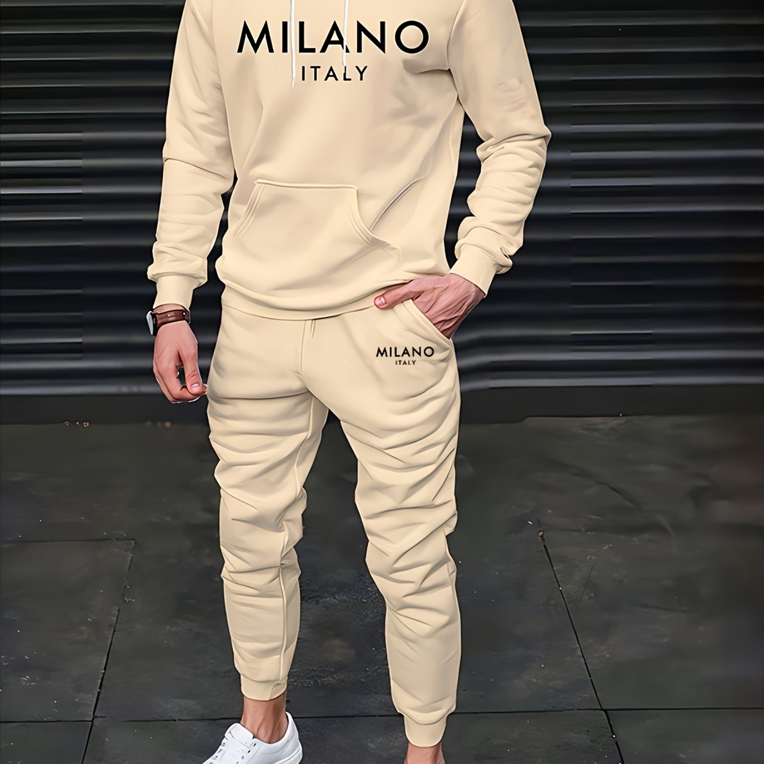 Image of Spring/autumn Men' Fashion Hooded Sweatshirt And Long Pants 2pcs Set, Outdoor Athletic Wear