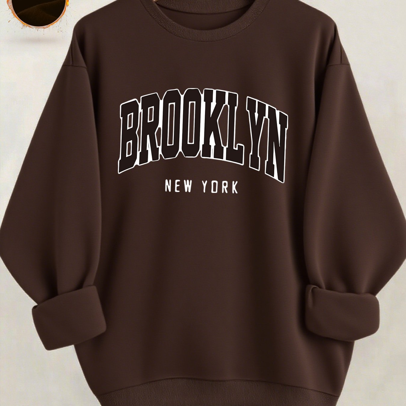 TEMU Fleece-lined Crew Neck Sweatshirt | Long-sleeve Casual Pullover, In Multiple Colors