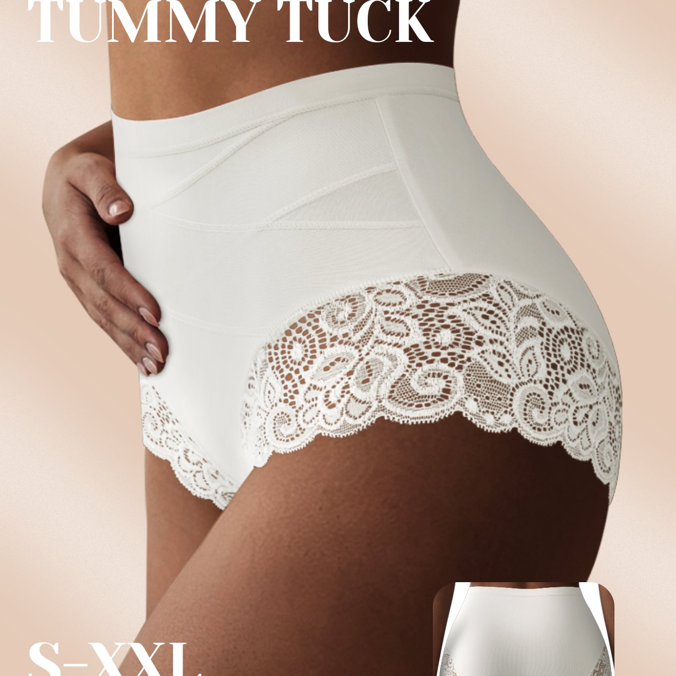 Image of 1pc Quasti Women's High-waisted Tummy Control Underwear - Breathable Lace Panties With Crisscross Strap, Shaping Briefs Suitable For Casual Attire, Postpartum & Belly, Elegant Solid Color Non-sheer