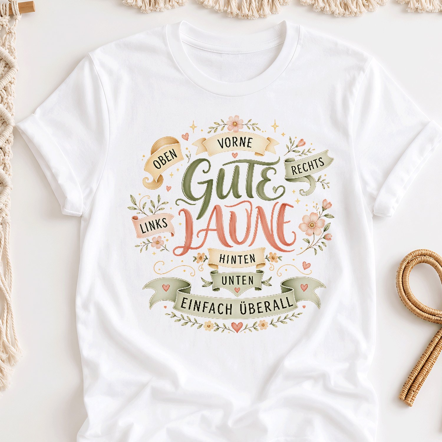 Image of With Vintage Script Lettering Pastel Arrows Floral And Easy German (1) Overseas Printing Y2k Oversized Unisex T-shirt For Men Women Retro 2000s Streetwear Baggy Graphic Tee