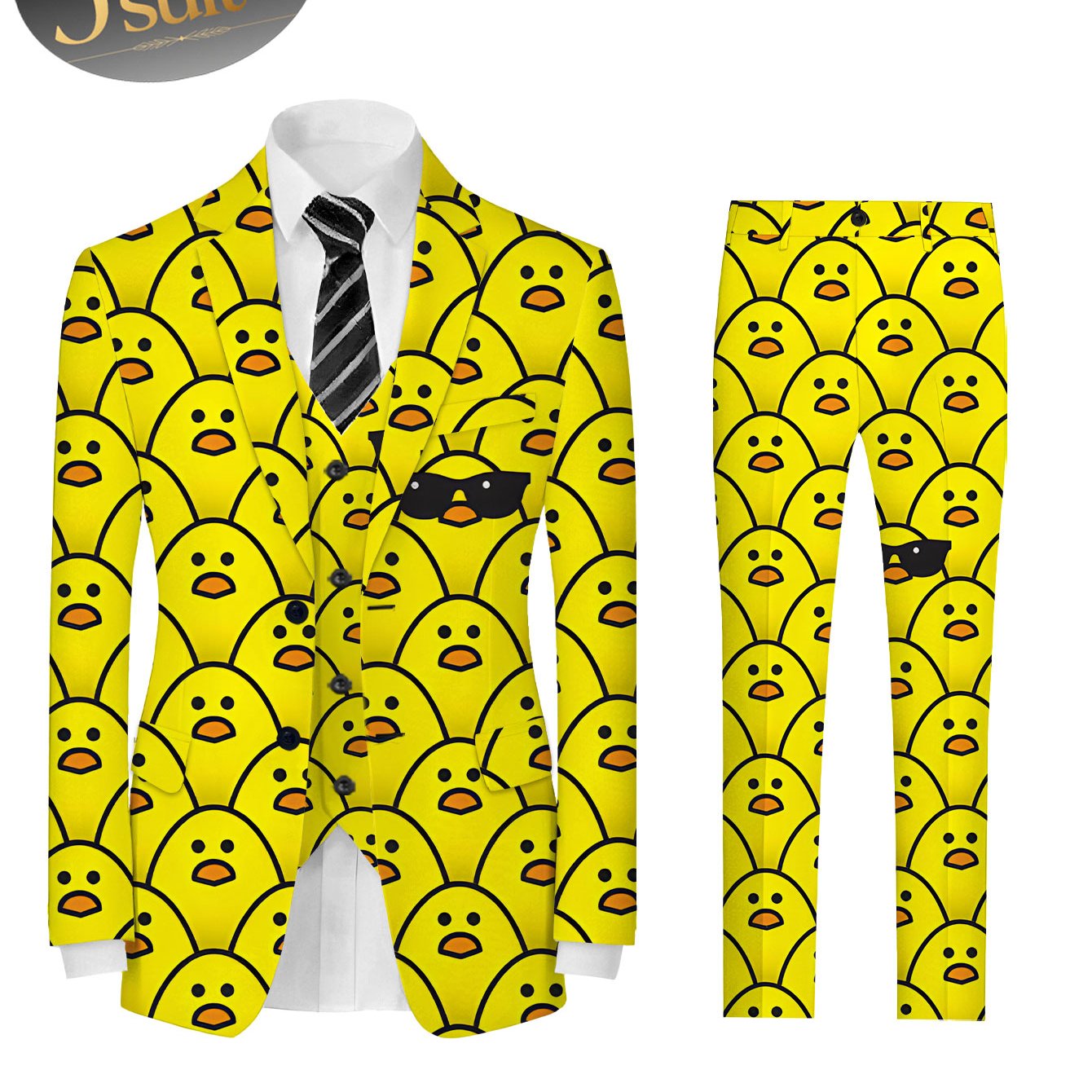 TEMU Men'-piece Suit Set Consisting Of A Vest, Blazer, And Trousers, Featuring A Print Business Suit Jacket Along With A Vest And Pants. This Men's