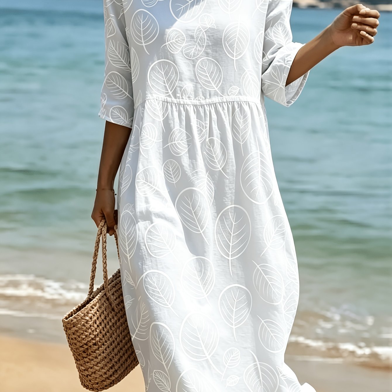 Image of 2026 New Women's Dress Round Neck Summer Dress Suitable For Beach Vacations Summer Carnivals Everyday Wear And Weekend Machine Washable