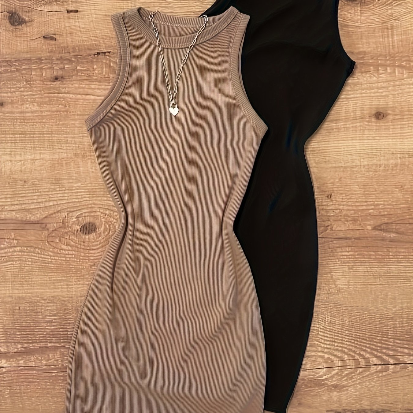 Image of Women' Color Sleeveless Round Neck Elegant Casual Dress Slim Fit Christmas New Year Party Long Bodycon Dress
