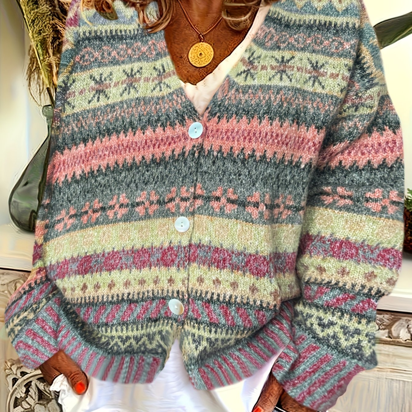 Autumn And Winter Long-sleeved Casual Sweater, Pattern Front Women's Fashion