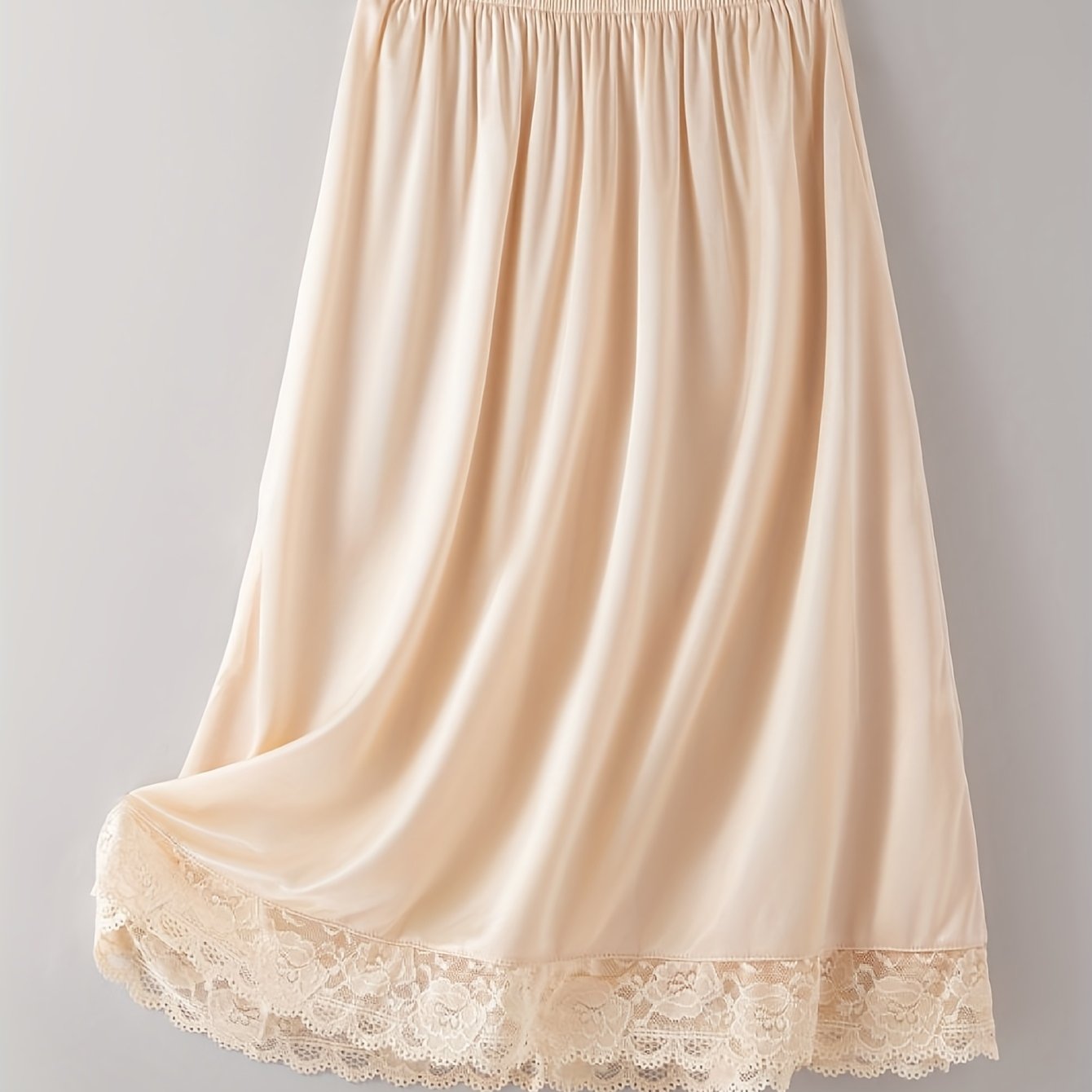 Image of 60cm Mid-length Umbrella Skirt Underskirt With Lace Trim, Anti-see-through Lining Skirt, Anti-peek-through Lining Skirt, Skirt, Slightly Stretchy Skirt, Lace-trimmed Underskirt, Nightgown