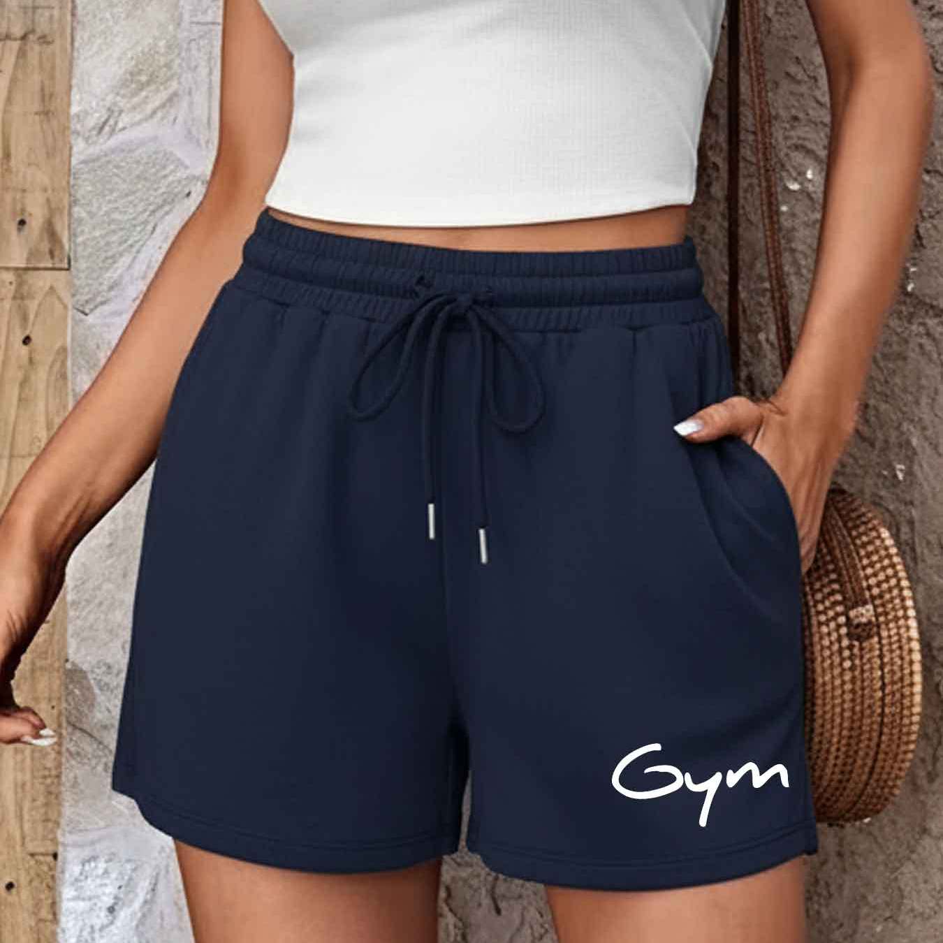 TEMU Simple And Stylish Women's Shorts With A Featuring Letter Print Patterns. Fashionable Women's Shorts Feature A Drawstring Elastic Waistband,