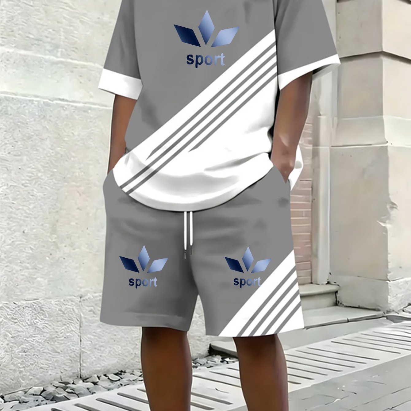 TEMU Men's Fashion Trendy Casual Round Neck Print Short-sleeved Suit, 3d Short-sleeved Suit Men's Pullover Shirt Outdoor Sports Casual Short-sleeved