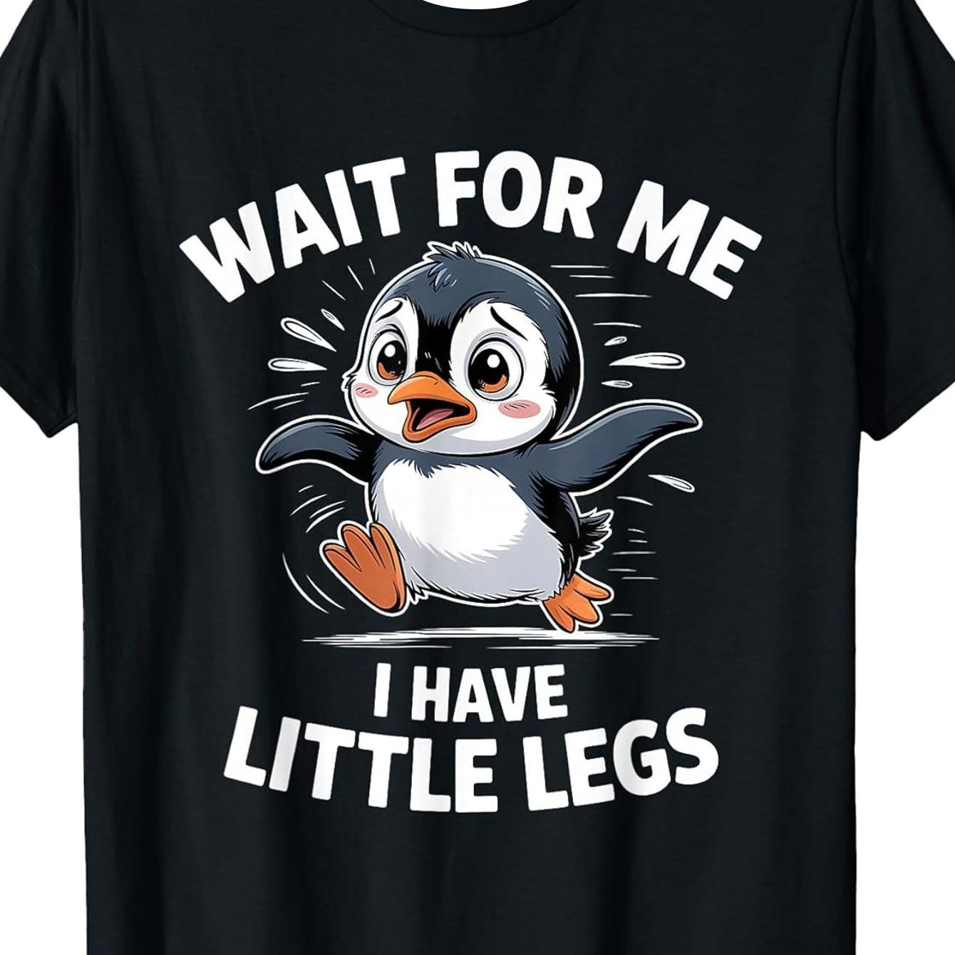 TEMU [printed Design - Not Textured] 2026 New Style ", My Short-legged Penguin" T-shirt, Neck, Stylish Print, Casual And Comfortable Travel Apparel,