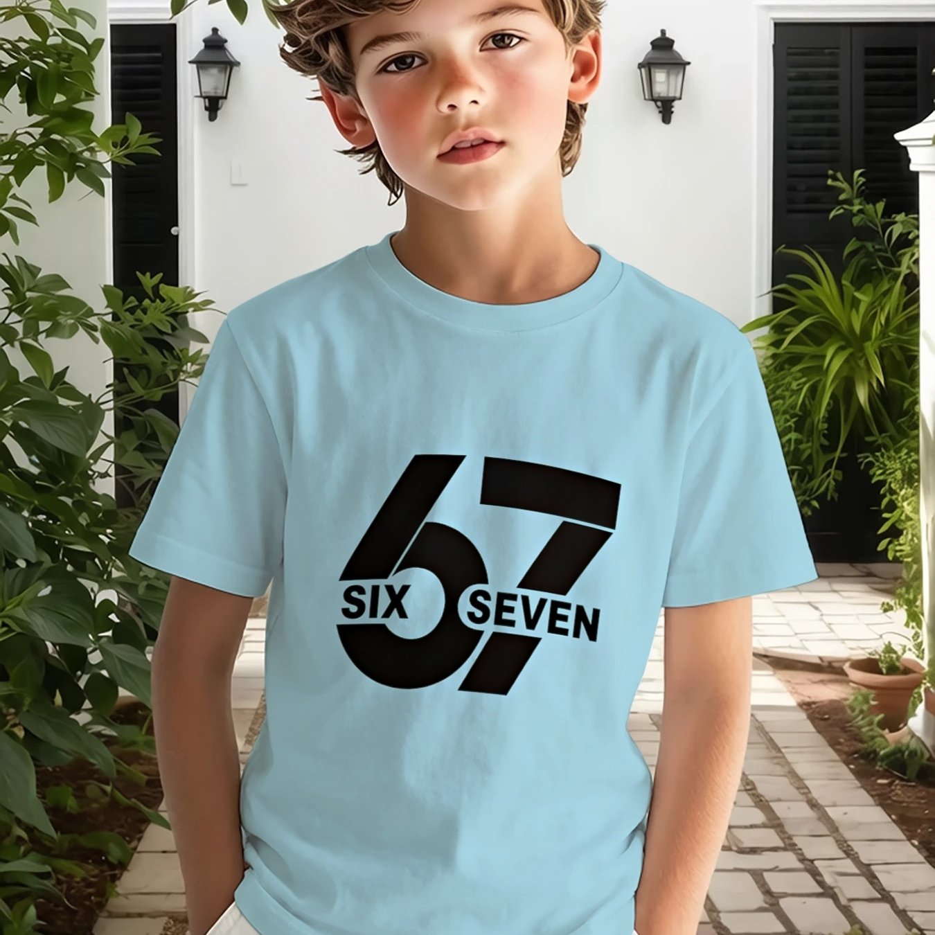 TEMU T-shirt da bambino a maniche corte con , maglietta con stampa 3D numero 57 e , tessuto confortevole e traspirante, adatta per sport all', gite ,