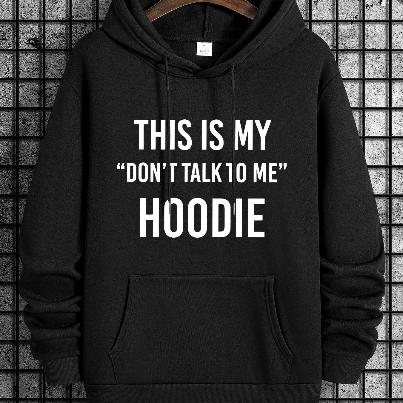 TEMU Unisex Polyeser Hoodie Casual Geomericpaerned Pullover Wih Srech Kni Fabric Regular Fi Hooded Collar Don Alk O Me Slogan For 200gsm Loose Fi